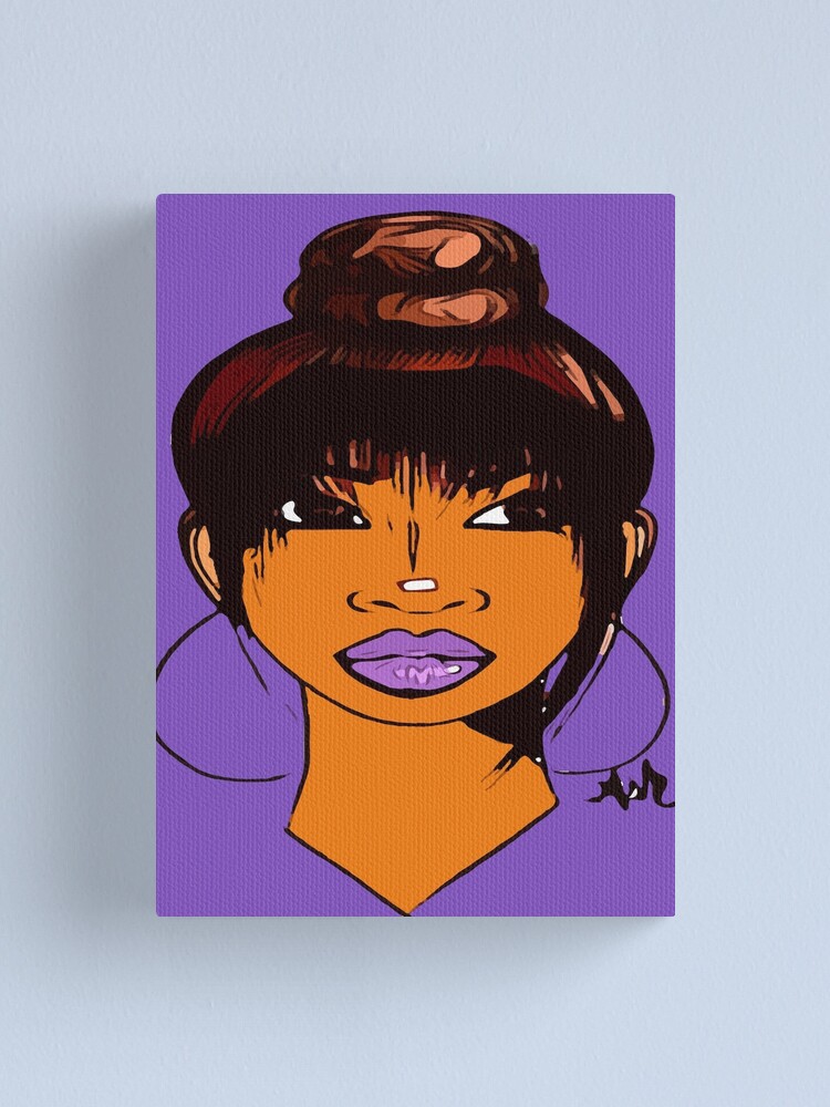 Alternate view of Pretty Girl Cute HairStyle Earrings With Purple Lipstick Canvas Print
