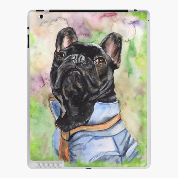 French Bulldog watercolor art from George Dyachenko iPad Skin