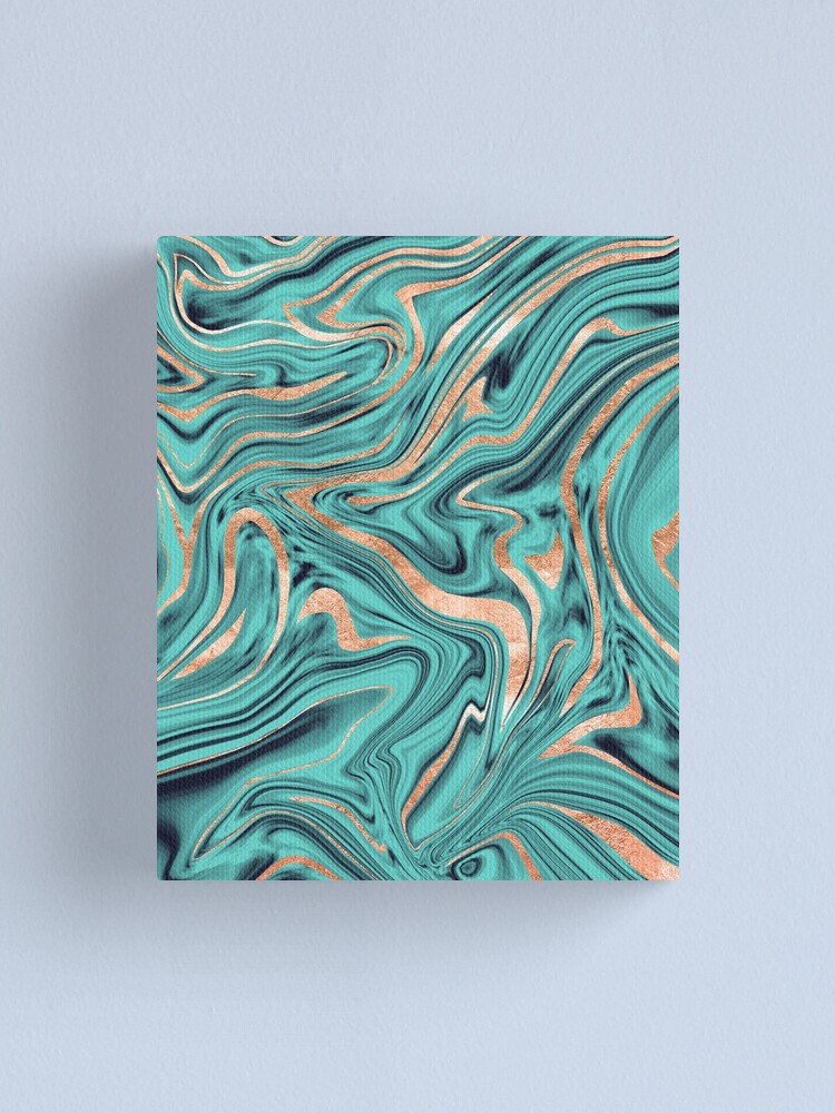 "Soft Turquoise Rose Gold Marble 1 decor art " Canvas Print by