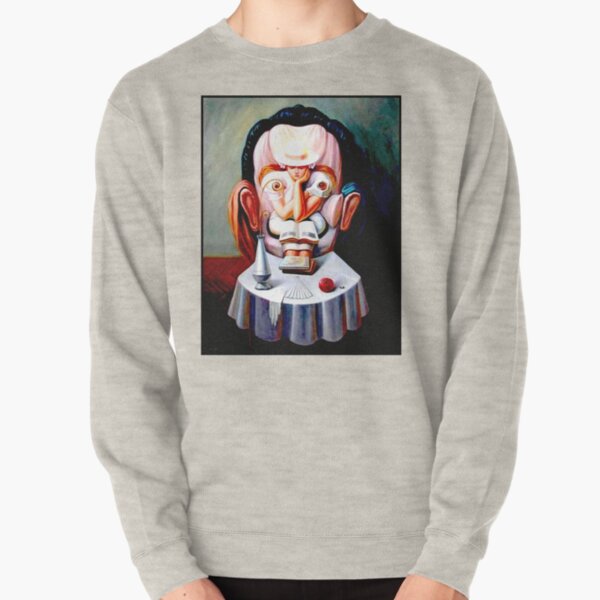 Vintage Abstract Self Portrait Girl at Table Print Pullover Sweatshirt