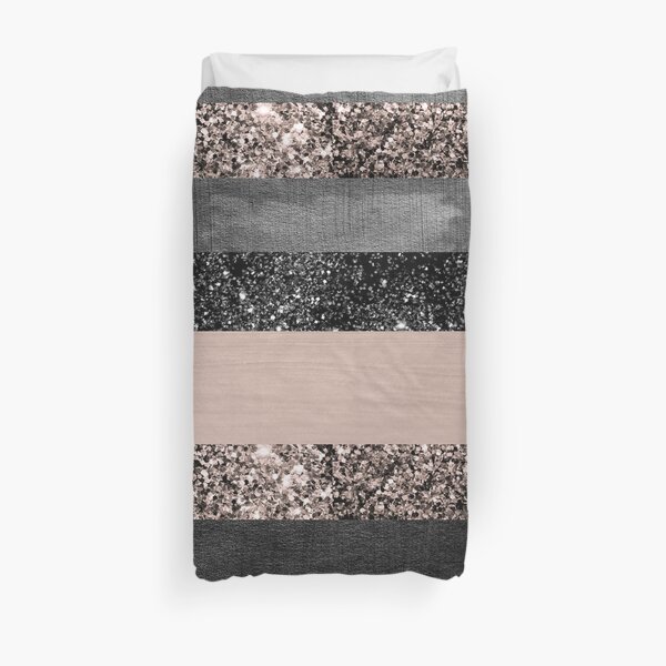 Blush Glitter Glam Stripes #2 #shiny #decor #art Duvet Cover