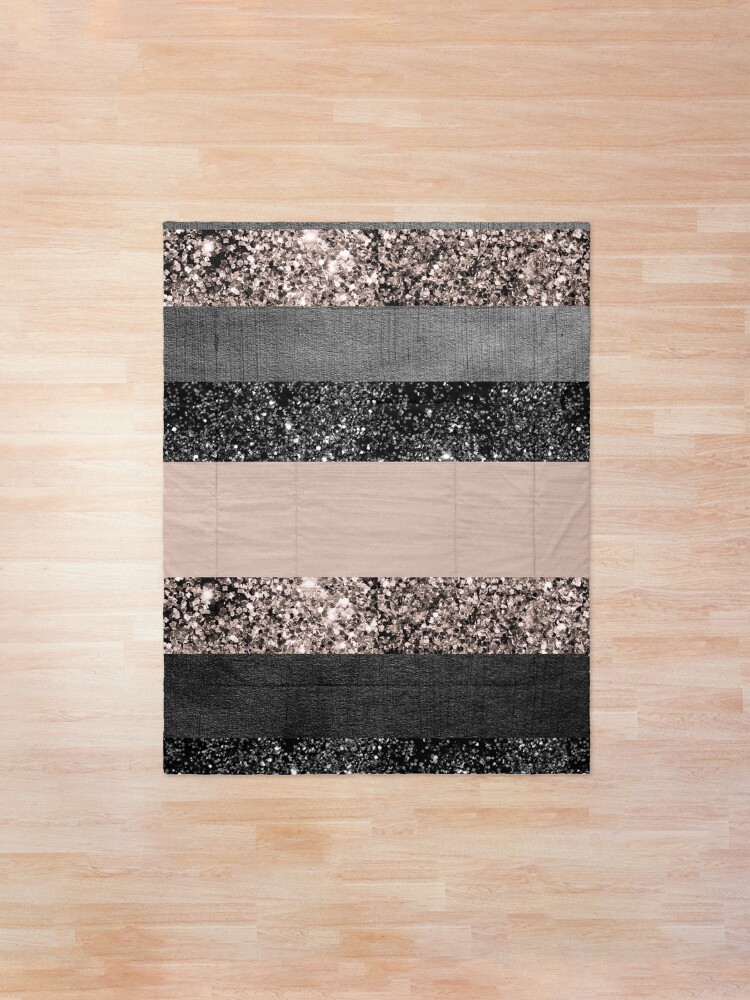 Alternate view of Blush Glitter Glam Stripes #2 #shiny #decor #art Comforter