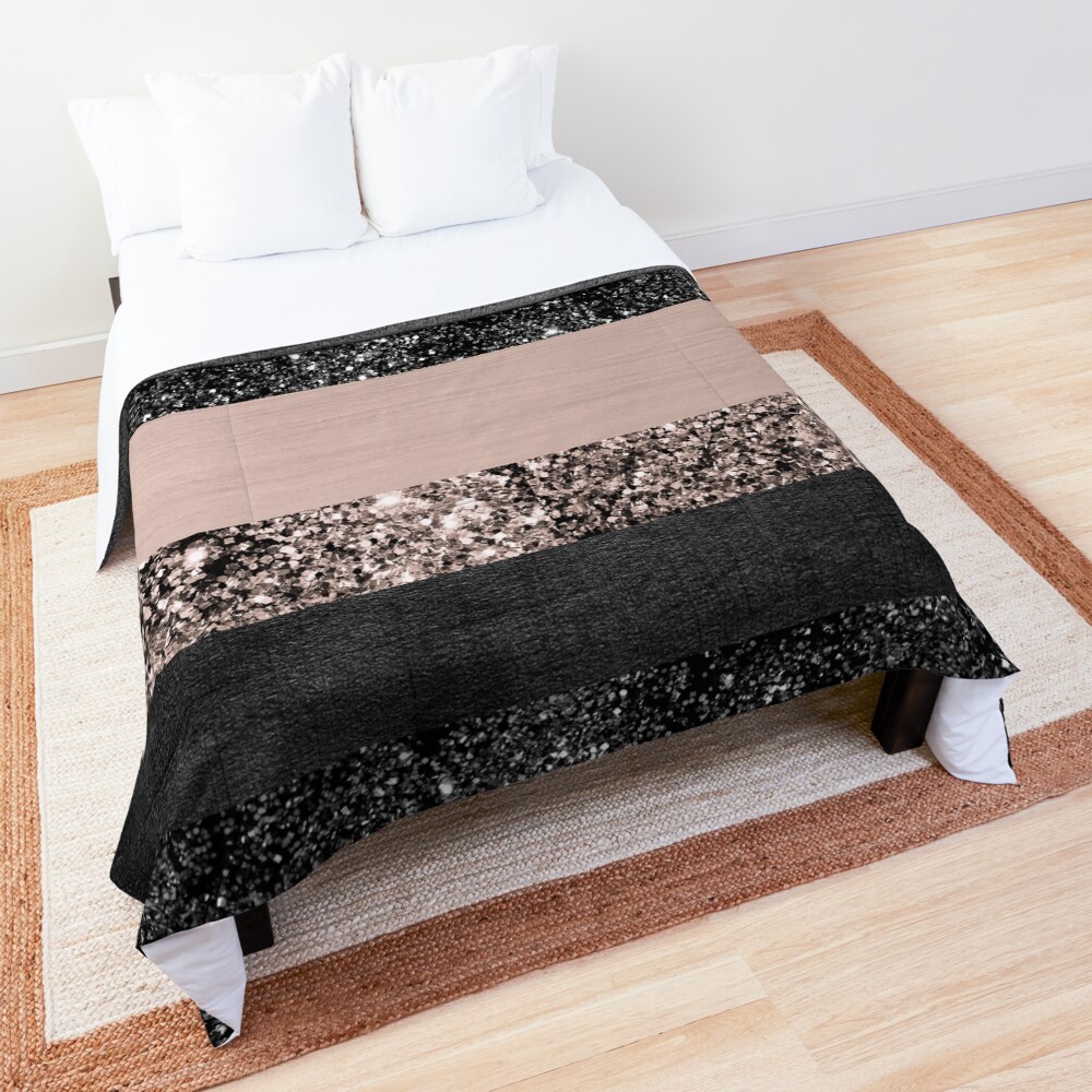 Blush Glitter Glam Stripes #2 #shiny #decor #art Comforter