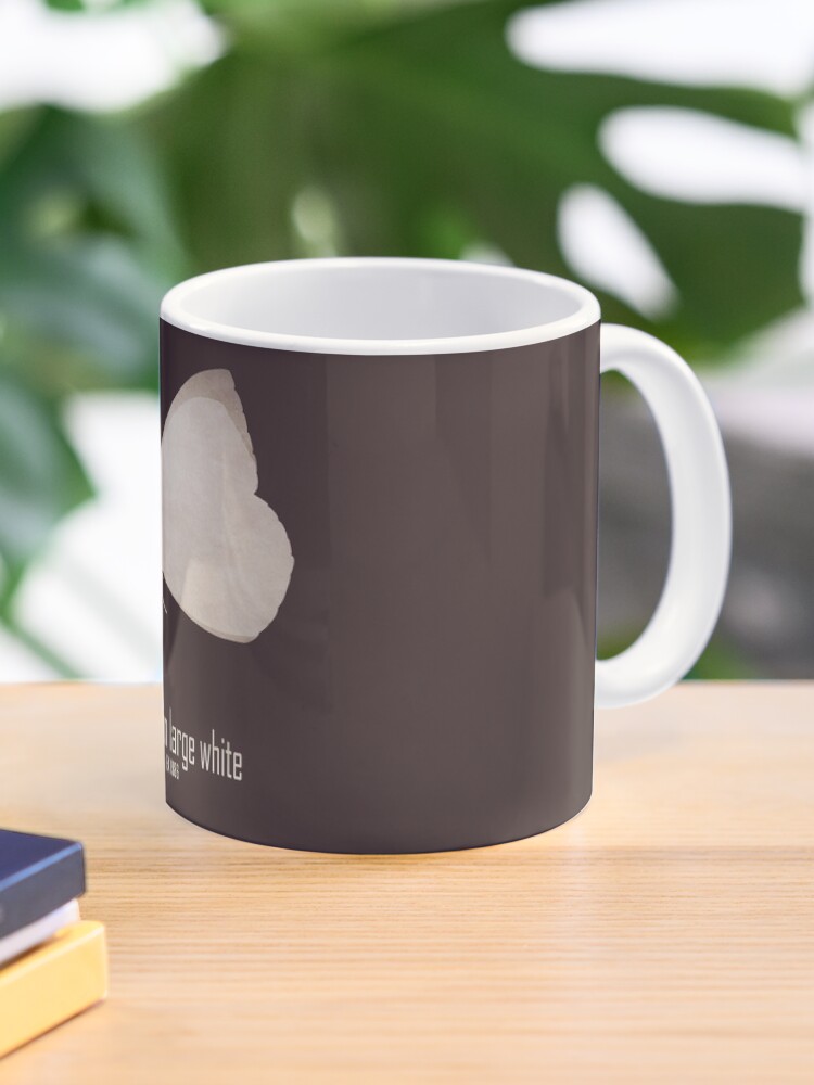 Thumbnail 1 of 6, Coffee Mug, Madeiran large white - Endangered and extinct species (dark background) designed and sold by 12images.