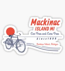 Mackinac Island Michigan Bicycle Sunset Sticker