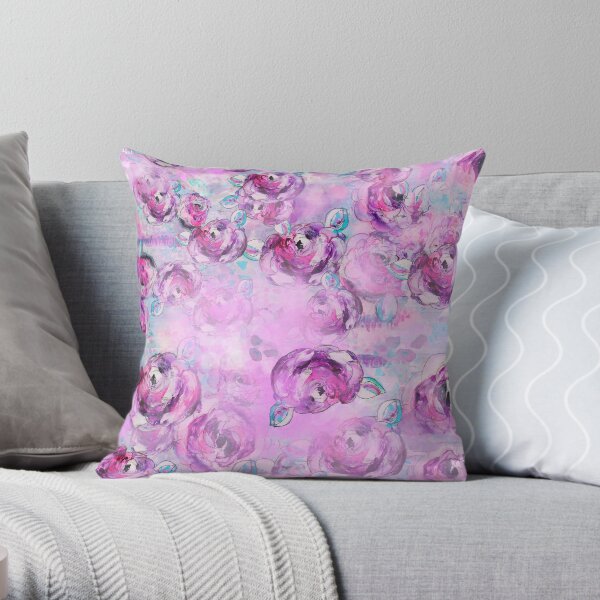Purple Roses Throw Pillow