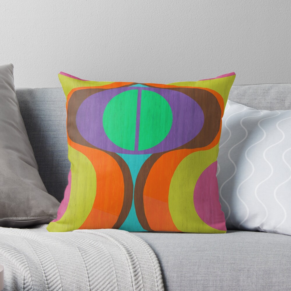 Mod Eyes In The Wood Psychedelic Design Throw Pillow