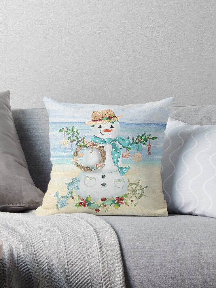 coastal christmas pillow