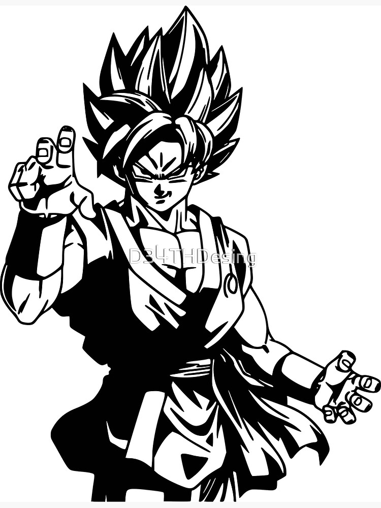 goku black and white fan art more than 50 products for sale greeting card by d34thdesing redbubble redbubble