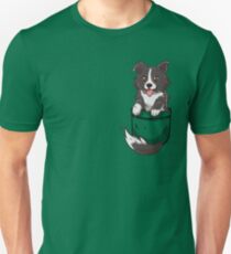 Pocket Cute Border Collie Dog Slim Fit T-Shirt