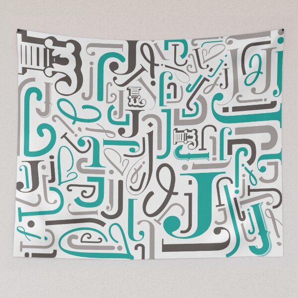 Item preview, Alphabet : Jj in Teal / Grey designed and sold by scribblewit.