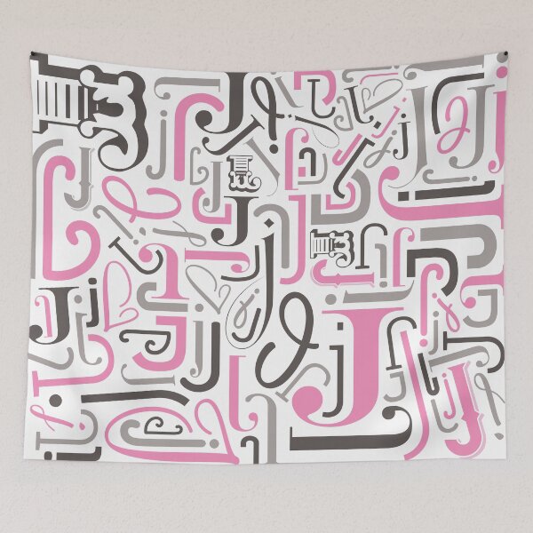 Item preview, Alphabet : Jj in Soft Pink / Grey designed and sold by scribblewit.