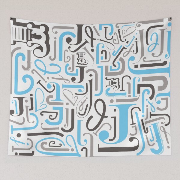 Item preview, Alphabet : Jj in Soft Blue / Grey designed and sold by scribblewit.