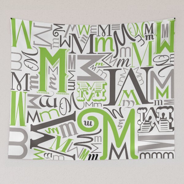 Item preview, Alphabet : Mm in Apple Green / Grey designed and sold by scribblewit.