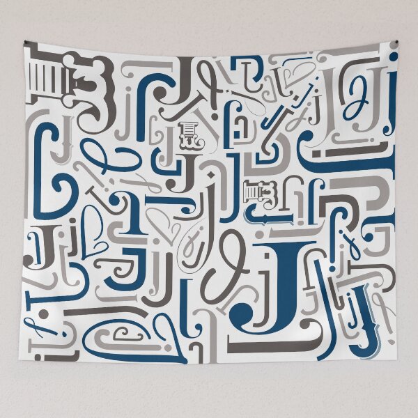 Item preview, Alphabet : Jj in Navy Blue / Grey designed and sold by scribblewit.