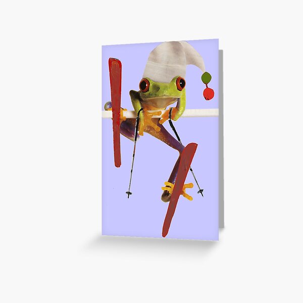 Frog Skier Greeting Card