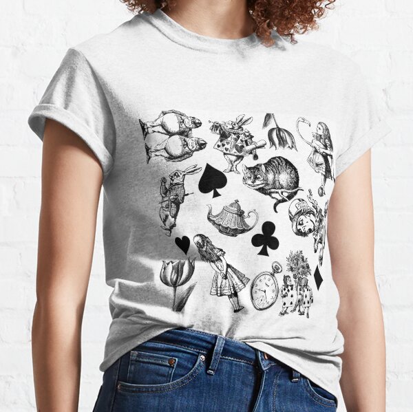 Alice's Adventures in Wonderland White Rabbit Mad Hatter Classic T-Shirt
