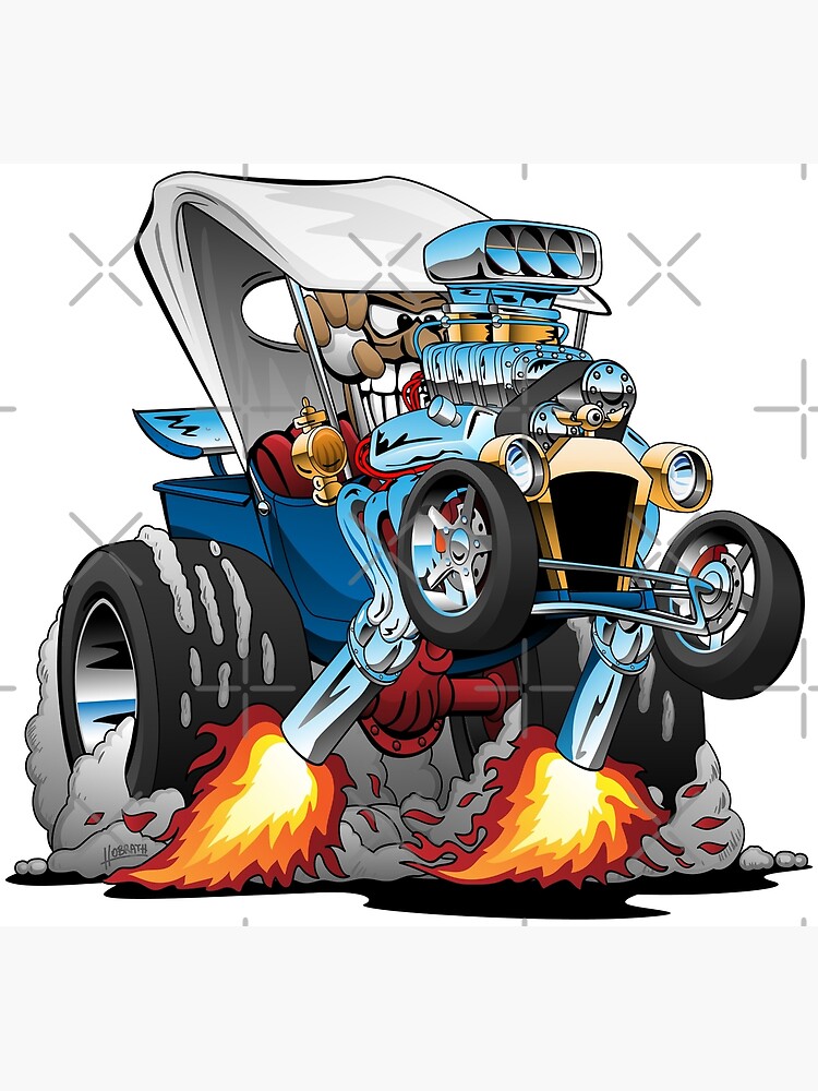 Discover Custom T-bucket Roadster Hotrod Cartoon Illustration Premium Matte Vertical Poster