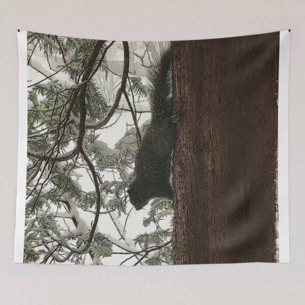 Item preview, Squirrel on a Snowy Tree designed and sold by bloomingvine.