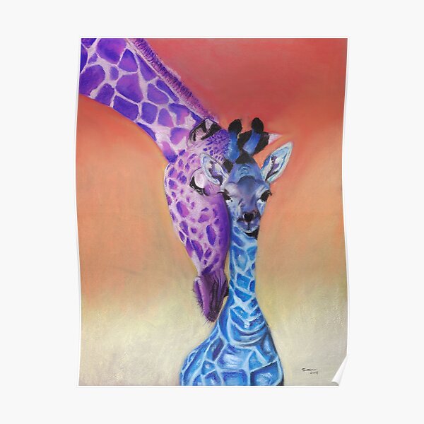 Giraffe Mom and Baby Poster