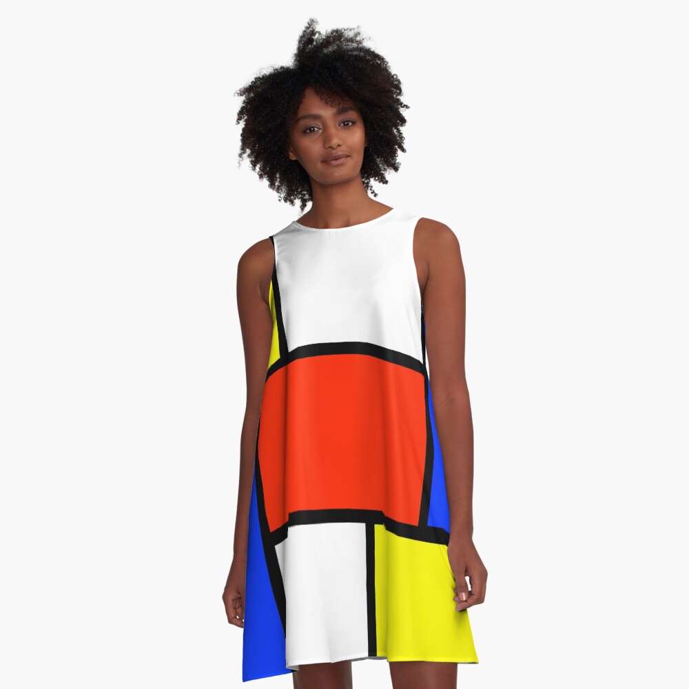 Mondrian Art Style A-Line Dress