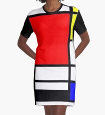 Mondrian Minimalist Pattern Graphic T-Shirt Dress