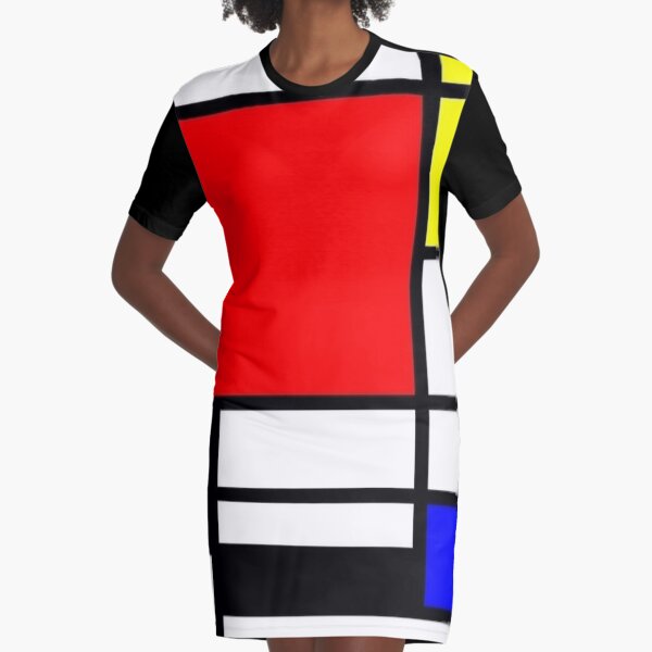 Mondrian Minimalist Pattern Graphic T-Shirt Dress