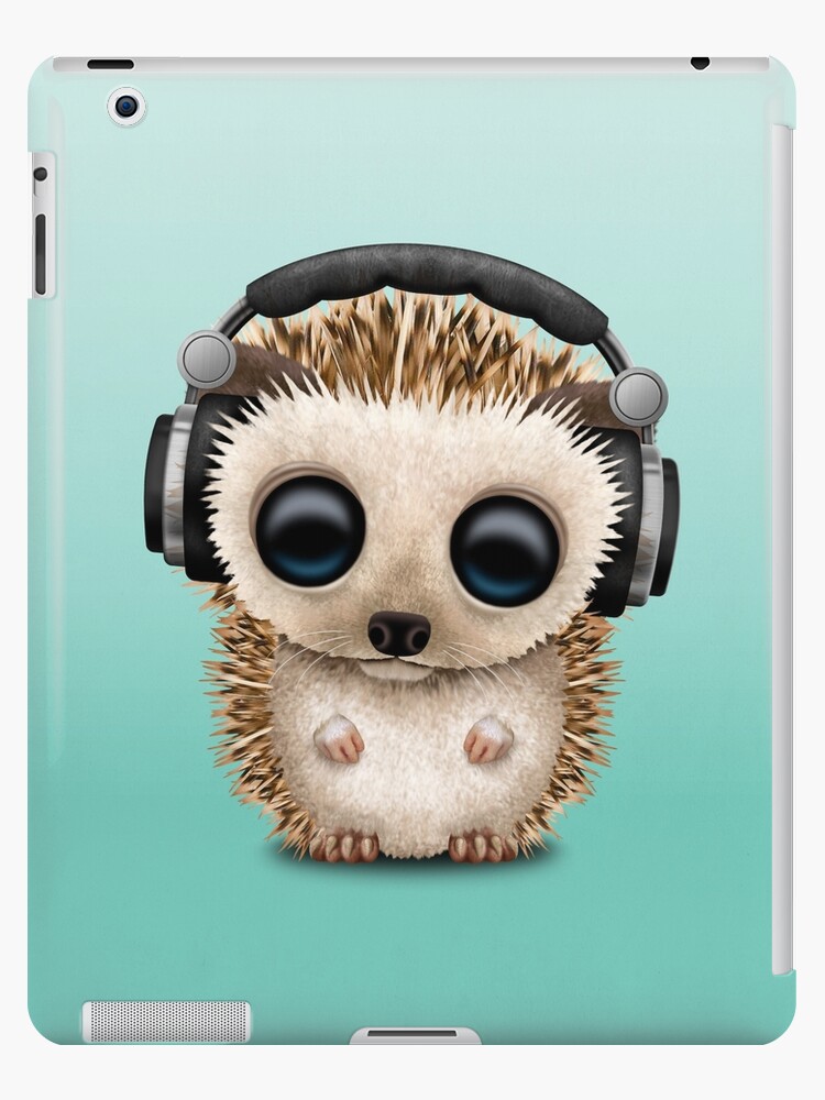 Coque Et Skin Adhesive Ipad Bebe Mignon Herisson Deejay Portant Des Ecouteurs Par Jeffbartels Redbubble