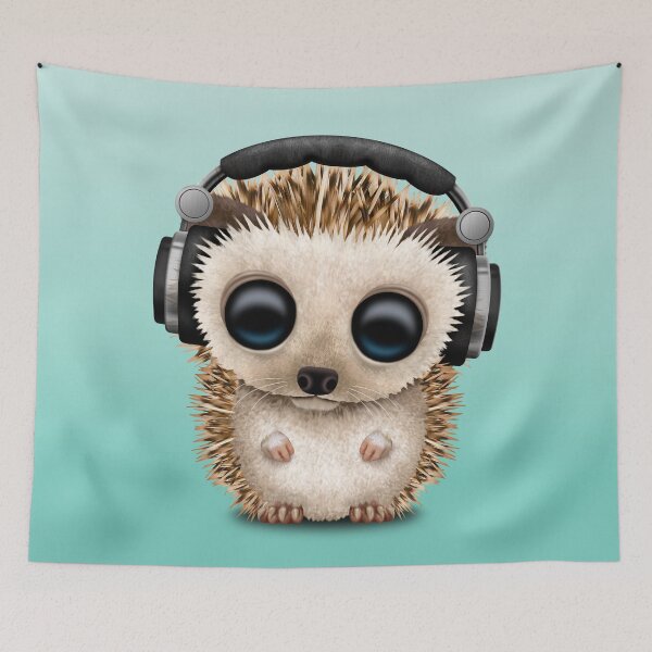 Item preview, Cute Baby Hedgehog Deejay Wearing Headphones designed and sold by JeffBartels.