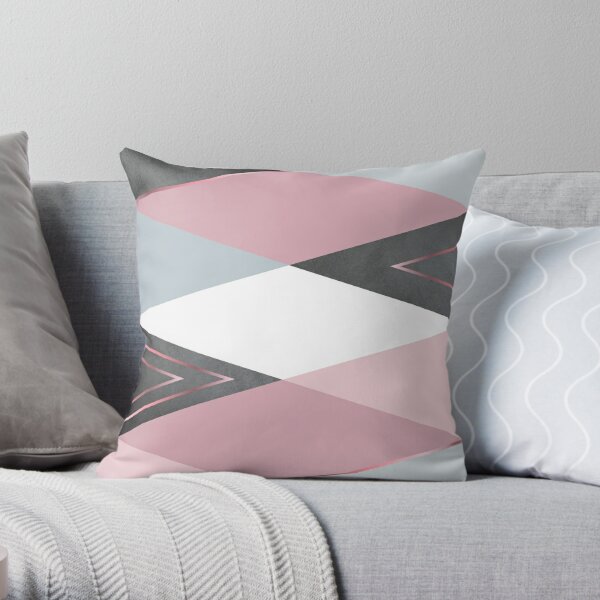 Abstract triangle - Pink and Gray Throw Pillow