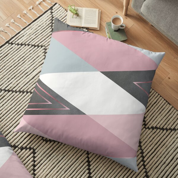 Abstract triangle - Pink and Gray Floor Pillow