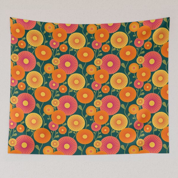 Artikelvorschau, Retro Blumen orange navi entworfen und verkauft von Mandala108.