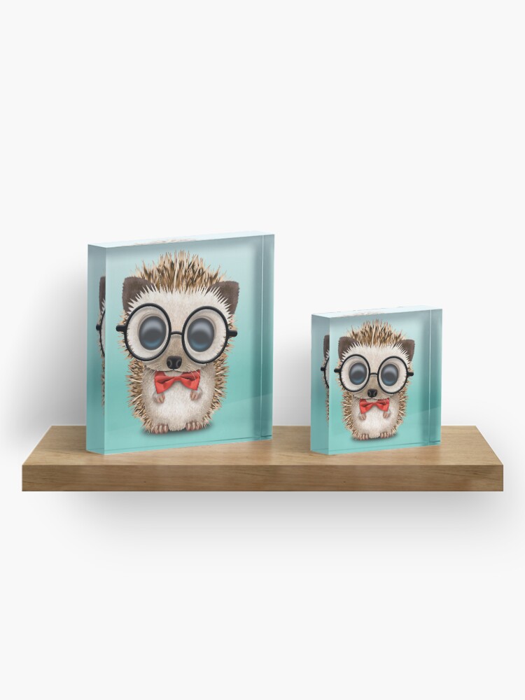 Alternate view of Cute Nerdy Hedgehog Wearing Glasses and Bow Tie Acrylic Block