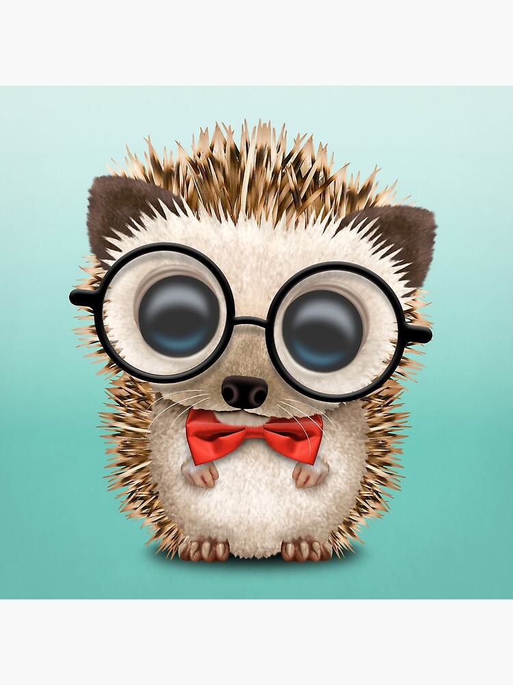 Cute Nerdy Hedgehog Wearing Glasses and Bow Tie by JeffBartels