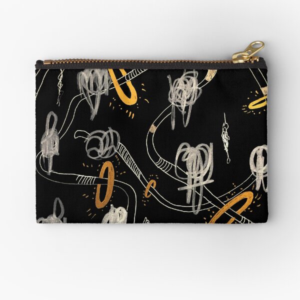 Gold Rings, White Strings Zipper Pouch