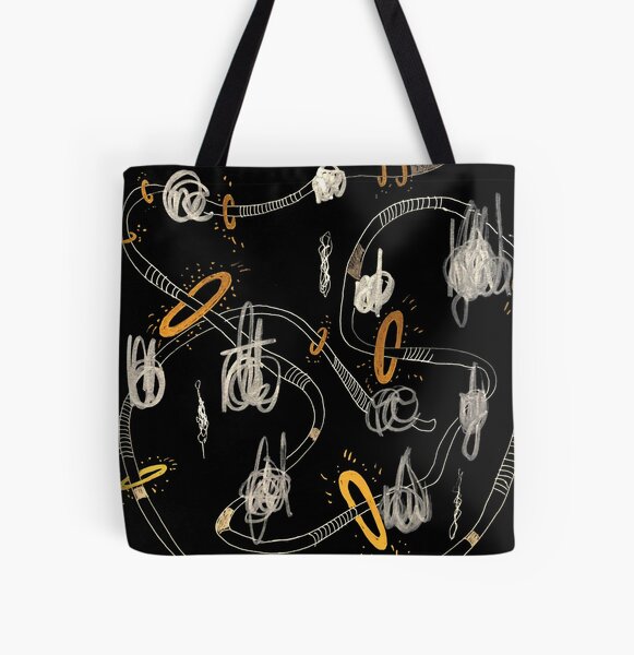 Gold Rings, White Strings All Over Print Tote Bag