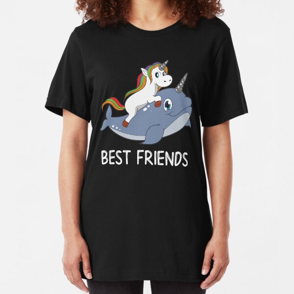 Unicorn And Narwhal Best Friends Slim Fit T-Shirt