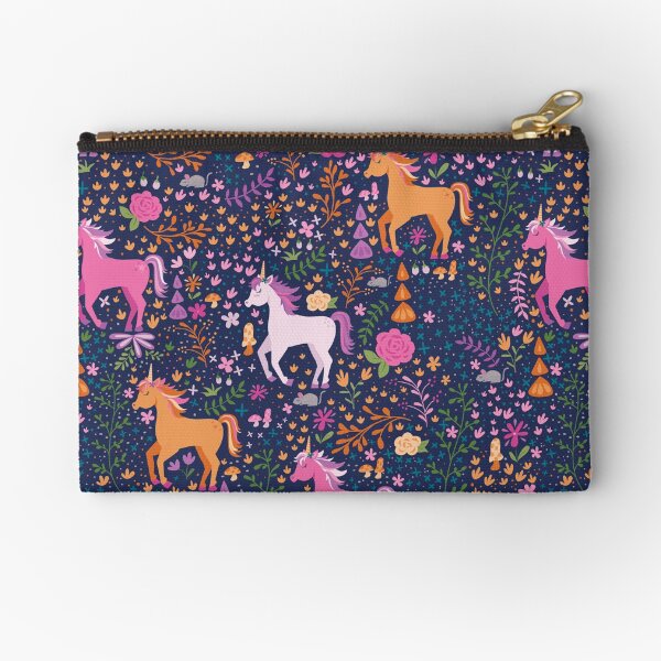 Unicorns in the Flower Garden Zipper Pouch