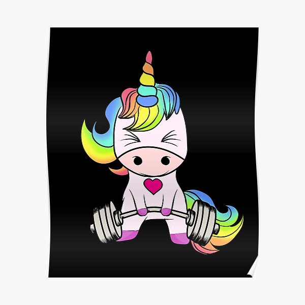 Unicorn Weightlifting Poster For Sale By Designeclipse Redbubble