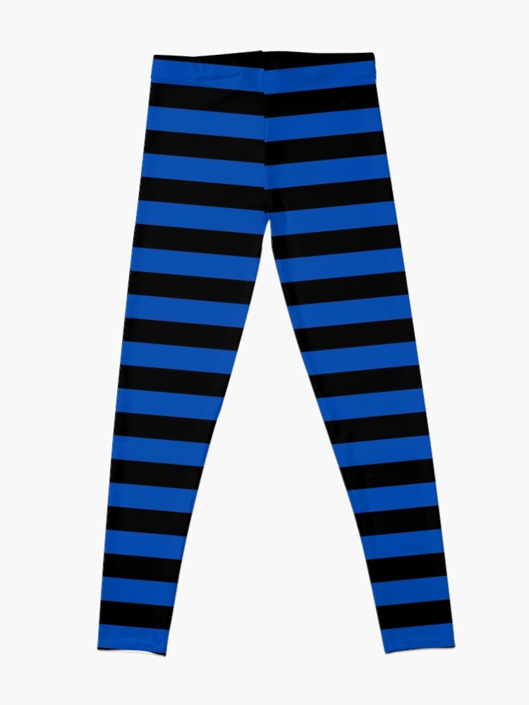 Disover Cobalt Blue and Black Horizontal Stripes Leggings