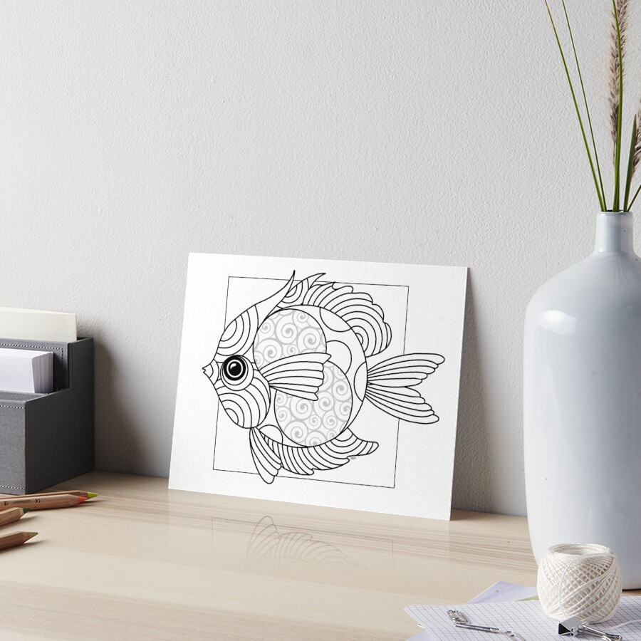 Just Add Colour - Fanciful Fish Art Board Print