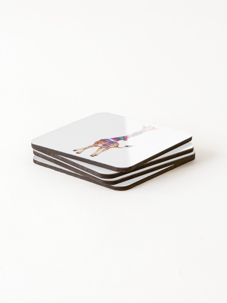 Alternate view of Cold Outside - Cute Giraffe Illustration Coasters (Set of 4)