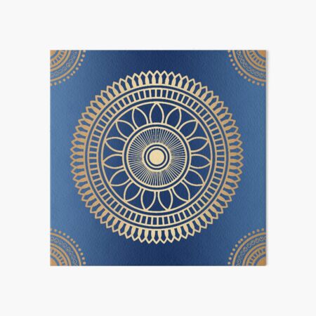 Gold and Blue Mandala Pattern Art Board Print