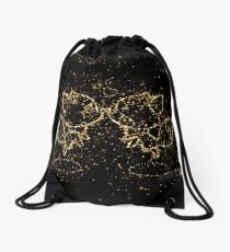 Anthropomorphized animals cartoon couple golden ornament Gold Drawstring Bag