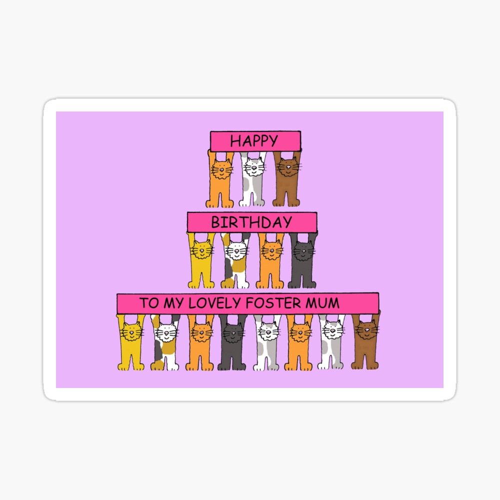 Carte De Vœux Joyeux Anniversaire A Maman Chats De Dessins Animes Par Katetaylor Redbubble