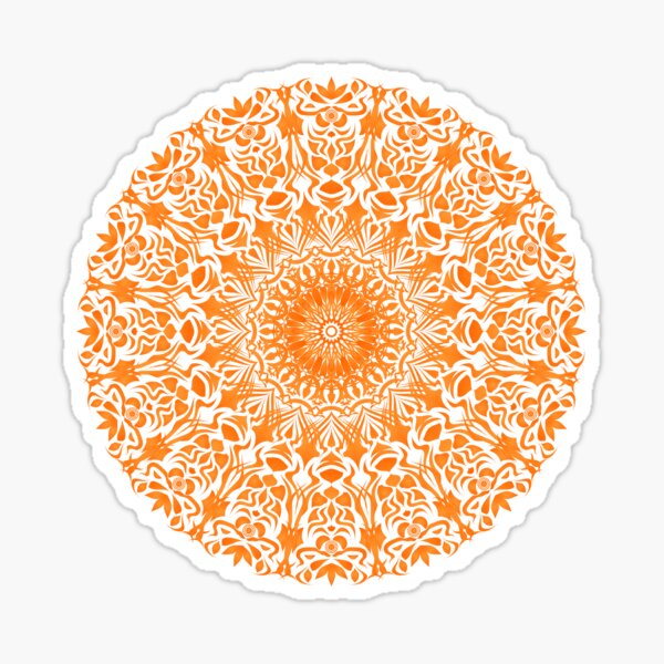 Tribal Mandala orange mit weißem Hintergrund Sticker