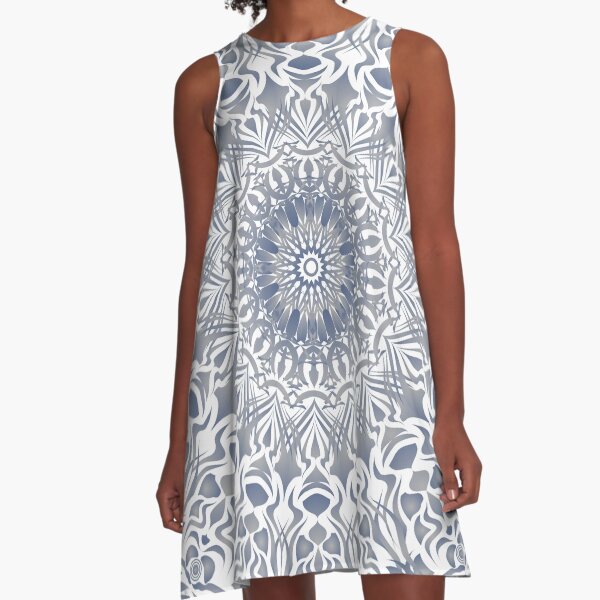 Tribal Mandala Blue A-Linien Kleid