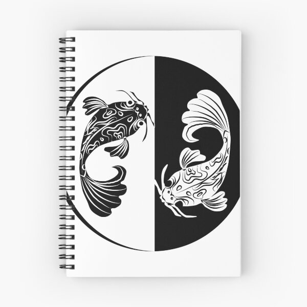 Aperçu de l'œuvre Poisson japonais Koi Force, endurance, aspiration Noir Blanc créée et vendue par Patricia Piotrak.