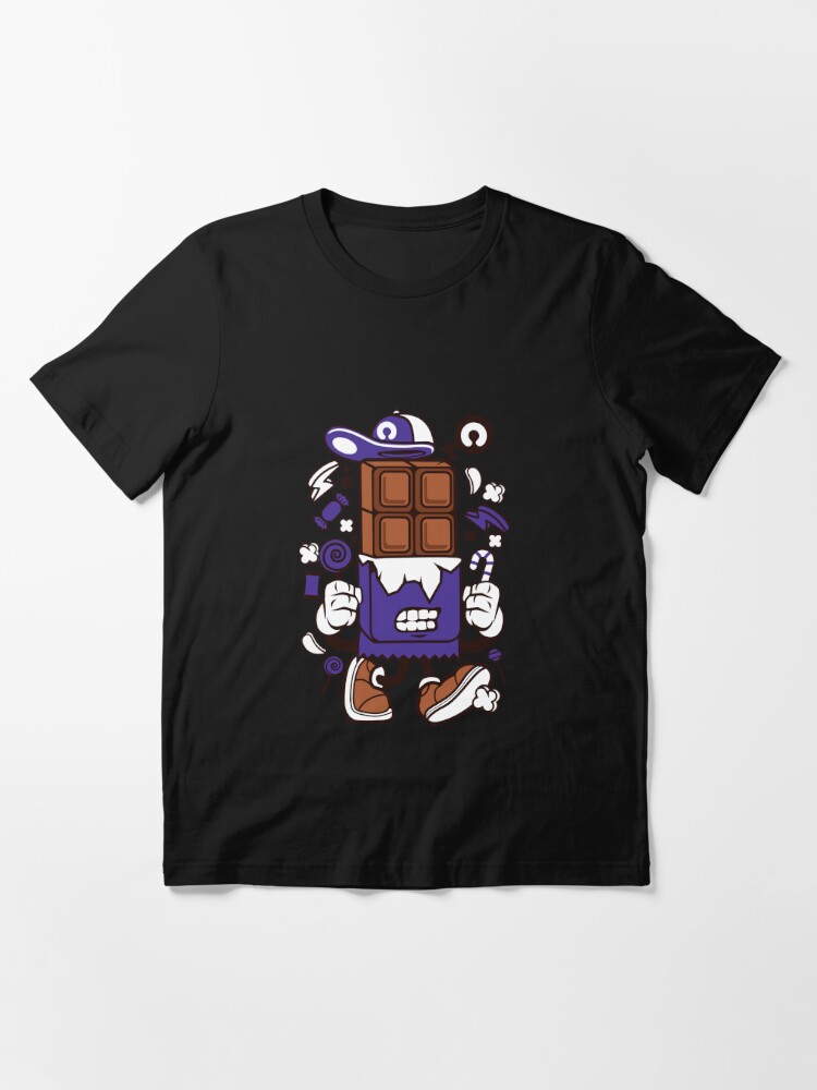 Chocolate bar Cartoon Character T-shirt design for chocolate lovers.