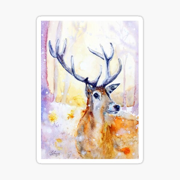 Stag in snow Sticker